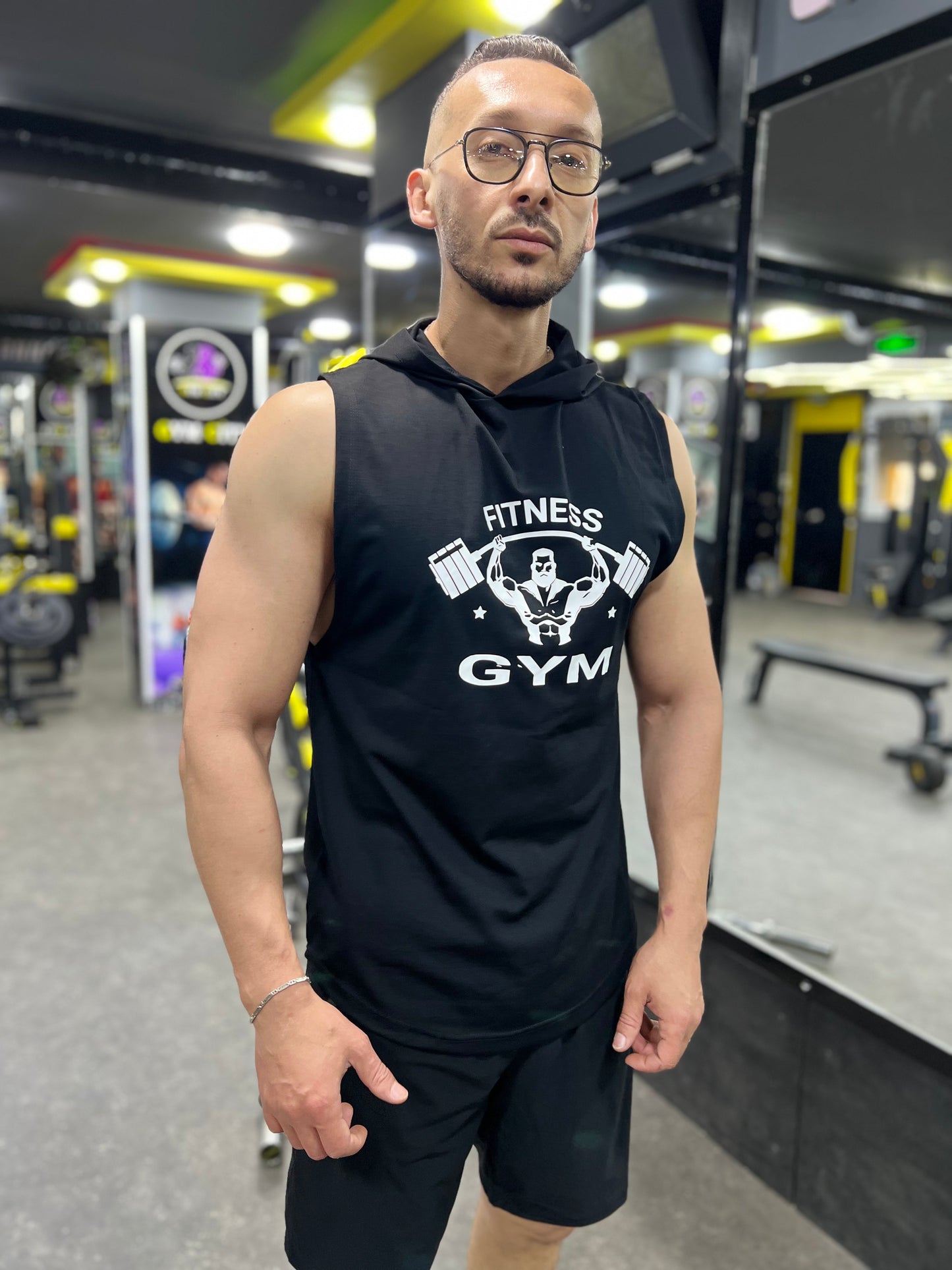 Gym fitness compression shirt Avec capuche